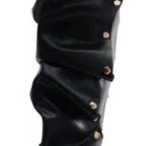 Women’s Faux Leather High Heel Over Knee Boots Zip Closure Slim Pointed Toe